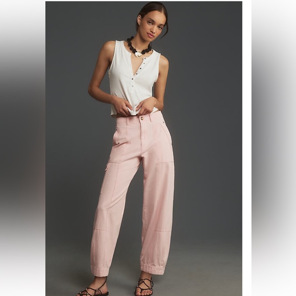 Anthropologie Pants - By Anthropologie The Carson Utility Barrel Pants in Pink
